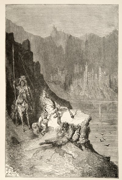 Balin tue Sir Lanceor, des Histoires des Jours du Roi Arthur par Charles Henry Hanson, pub.1898 - Gustave Dore