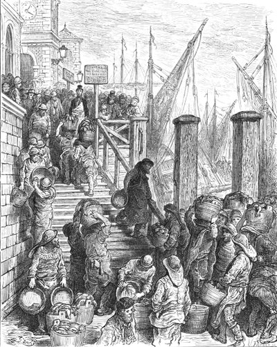 Billingsgate - Débarquement du poisson - Gustave Dore