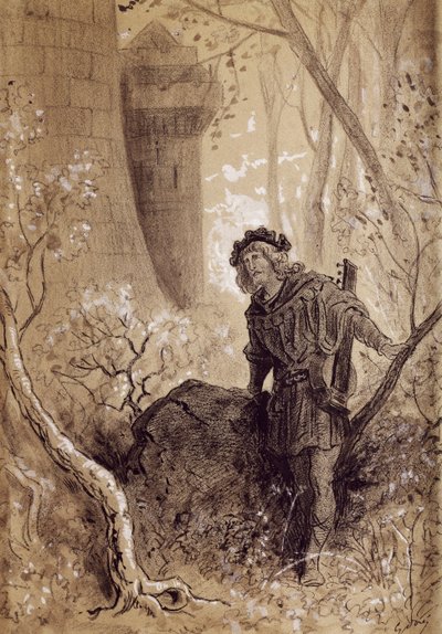 Blondel entendant la voix de Richard Cœur de Lion, illustration pour Gargantua et Pantagruel par François Rabelais (1483-1494 - 1553), gravure par Gustave Doré (1832-1883) - Gustave Dore