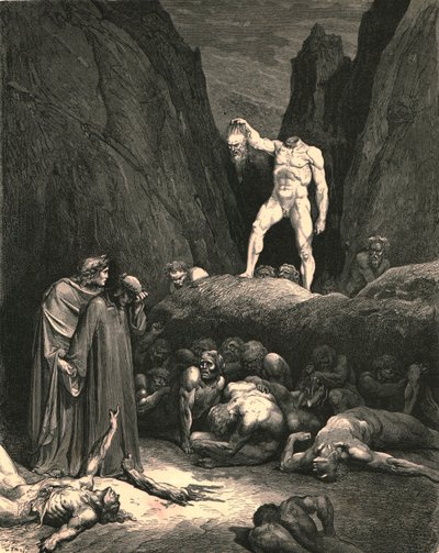 Par les cheveux, il portait le membre coupé, suspendu comme une lanterne, vers 1890 - Gustave Dore