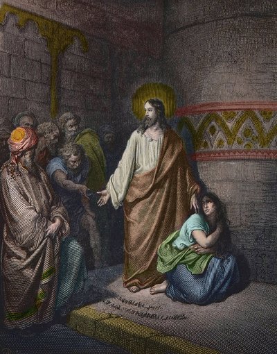 « Christ et la femme adultère » Illustration par Gustave Doré (1832-1883) - Jésus et la femme prise en flagrant délit d