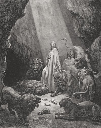 Daniel dans la fosse aux lions, Daniel 6:16-17, illustration de 