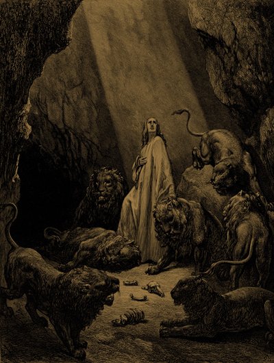 Daniel dans la fosse aux lions, par Doré. - Bible - Gustave Dore