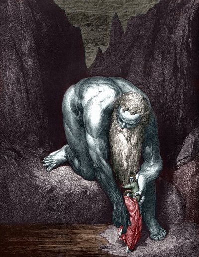 Dante et Virgile rencontrent le Géant Antée, illustré par Gustave Doré - Gustave Dore