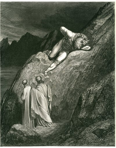 Dante et Virgile rencontrent le Minotaure. Gravure de L