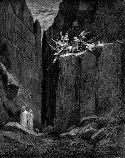 Dante protégé par Virgile contre les démons, 1863 - Gustave Dore