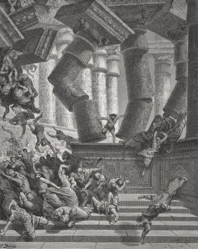 La Mort de Samson, Juges 26:28-30, illustration de 