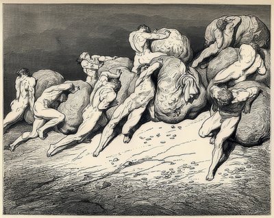 Les âmes des prodigues et des avares. Illustration de la Divine Comédie de Dante Alighieri - Gustave Dore