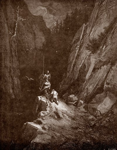 Don Quichotte et Sancho Panza au cœur de la Sierra Morena Gravure par Gustave Doré (1832-1883) pour « L