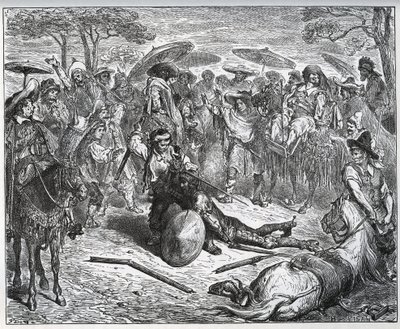 Don Quichotte battu au milieu d