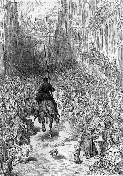 Dessin de Gustave Doré (1832-1883) pour le poème "Roland furieux" ("Orlando furioso") (16ème siècle) de Ludovico Ariosto, connu sous le nom de l