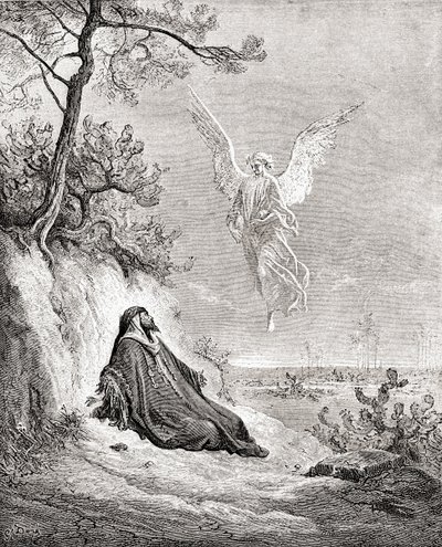 Élie nourri par un ange. D