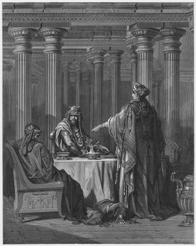 Gustave Doré Bible : Esther accusant Haman - Gustave Dore