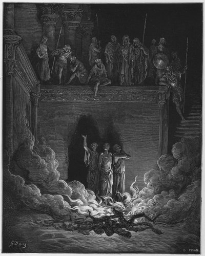 Gustave Doré Bible : Shadrach, Meshach et Abed-Nego dans la fournaise ardente - Gustave Dore