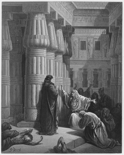 Gustave Doré Bible : Les Égyptiens pressent Moïse de partir - Gustave Dore