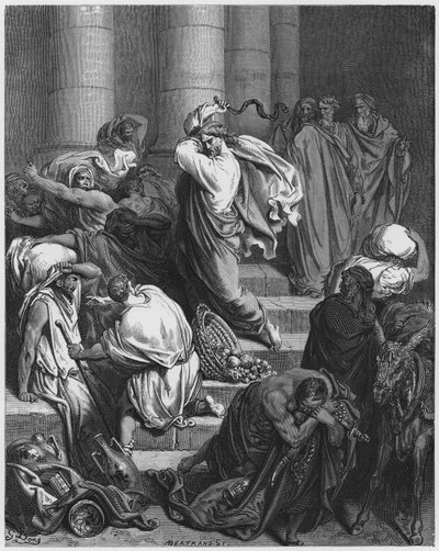 Gustave Doré Bible : Les acheteurs et les vendeurs chassés du temple - Gustave Dore