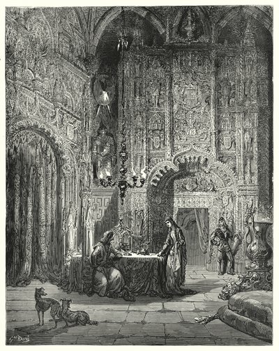 Don Quichotte de Gustave Doré : "Une autre demoiselle entre dans la pièce et commence à l