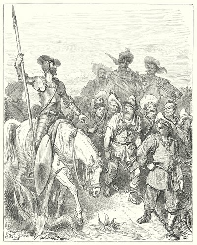Don Quichotte de Gustave Doré: "Don Quichotte demanda au premier pour quels crimes il se trouvait dans ces circonstances misérables" - Gustave Dore