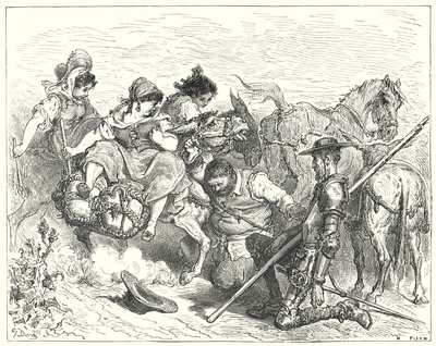 Don Quichotte de Gustave Doré : "Don Quichotte regardait avec des yeux dubitatifs et désolés la créature que Sancho appelait reine et dame" - Gustave Dore