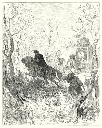 Don Quichotte de Gustave Doré : "Il se posta juste devant la porte de la cage" - Gustave Dore