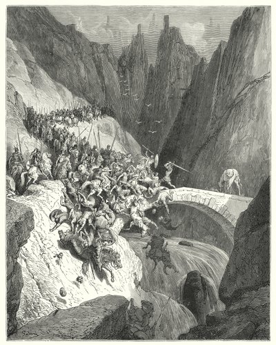 Don Quichotte de Gustave Doré : "Comment Don Diego Garcia, à lui seul, défendit le passage d