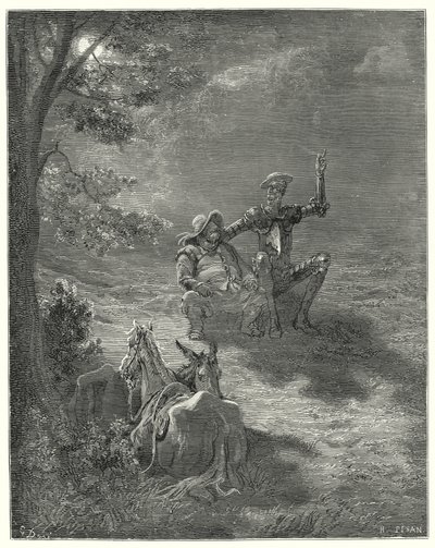 Don Quichotte de Gustave Doré : "Dans de tels discours, ils passèrent une grande partie de la nuit" - Gustave Dore