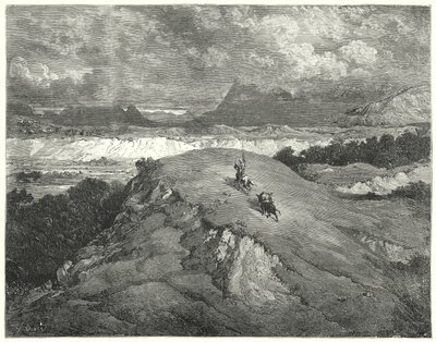 Don Quichotte de Gustave Doré : "Il faisait nuit avant que nos deux voyageurs n