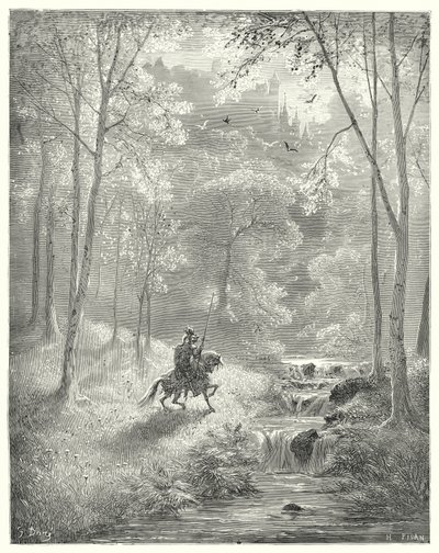 Don Quichotte de Gustave Doré: "Le ciel lui semble plus transparent, et le soleil semble briller avec une clarté redoublée" (gravure) - Gustave Dore