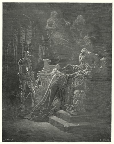 Don Quichotte de Gustave Doré : « Le vénérable Montesinos tomba à genoux devant le chevalier affligé » - Gustave Dore