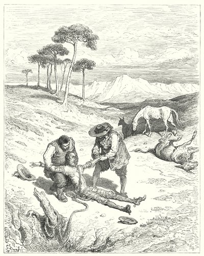 Don Quichotte de Gustave Doré : "Ils trouvèrent que ses yeux étaient fermés, comme s