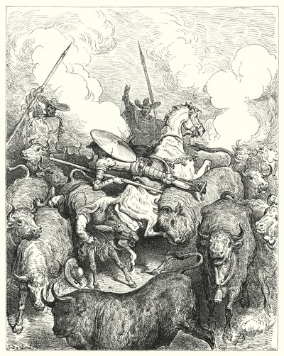 Don Quichotte de Gustave Doré : "Ils les piétinèrent sans pitié" - Gustave Dore