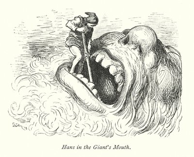 Hans dans la bouche du géant (gravure) - Gustave Dore