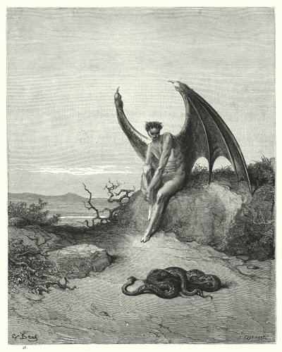 Illustration par Gustave Doré pour Le Paradis perdu de Milton, Livre IX, vers 182, 183 - Gustave Dore