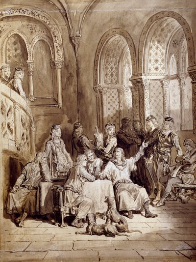 Illustration pour la série de poèmes, Idylls of the King par Albert Tennyson (1809-1892), gravure par Gustave Doré (1832-1883) - Gustave Dore