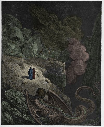 Inferno, Chant 17 : Géryon, symbole de la tromperie, illustration de "La Divine Comédie" de Dante Alighieri, 1885 - Gustave Dore