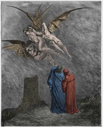 Inferno, Chant 9 : Les hideuses Érinyes : Mégère, Tisiphone, Alecto - Gustave Dore