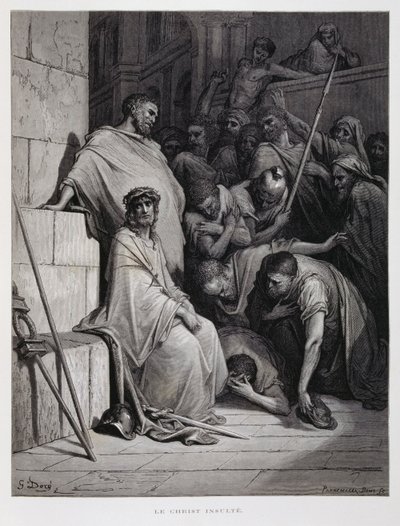 Insultes pour le Christ pendant son procès, Illustration de la Bible de Doré - Gustave Dore