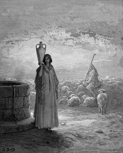 Jacob, gardant les troupeaux de Laban, voit Rachel au puits, 1866 - Gustave Dore