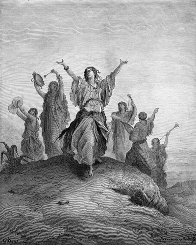 La fille de Jephté, Iphis, dansant vers lui - Bible - Gustave Dore