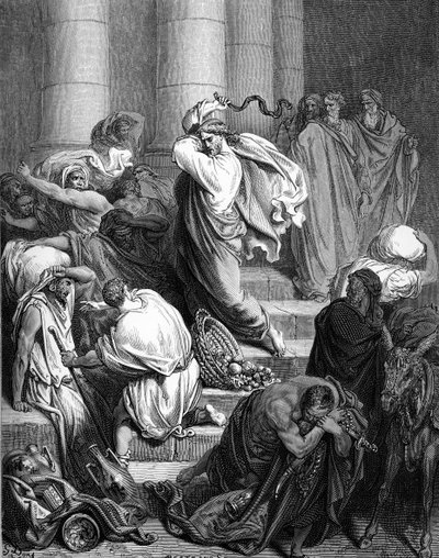 Jésus dans le temple, gravure par Doré. - Bible - Gustave Dore