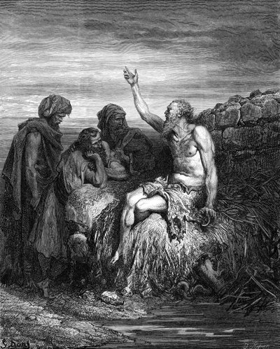 Job et ses amis, gravure par Doré. - Bible - Gustave Dore