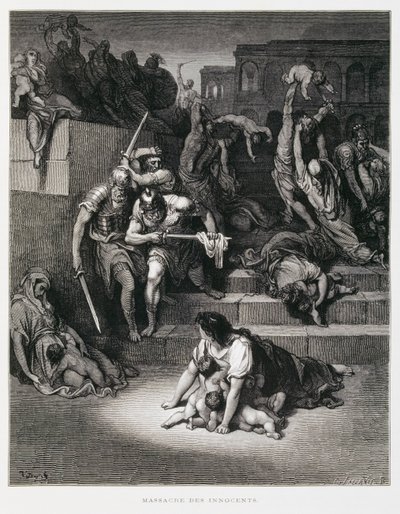 Le roi Hérode ordonne le massacre des innocents, Illustration de la Bible de Doré - Gustave Dore