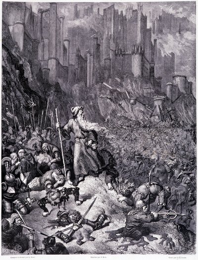 Les batailles, planche IX - Illustration de Gustave Doré (1832-1883), pour La légende du Juif errant par Pierre Dupont, édition Librairie du magasin pittoresque, Paris 1862 - Gustave Dore