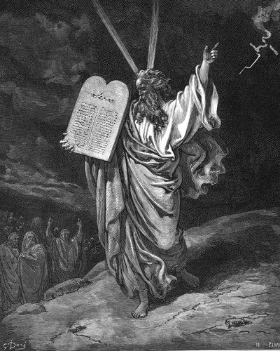 Moïse descendant du mont Sinaï avec les tables de la loi Dix Commandements, 1866 - Gustave Dore