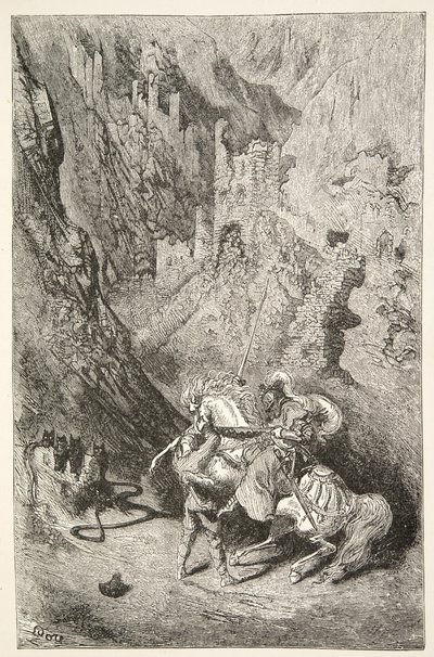 En Route vers la Chapelle Verte, des Histoires des Jours du Roi Arthur par Charles Henry Hanson, pub.1898 - Gustave Dore