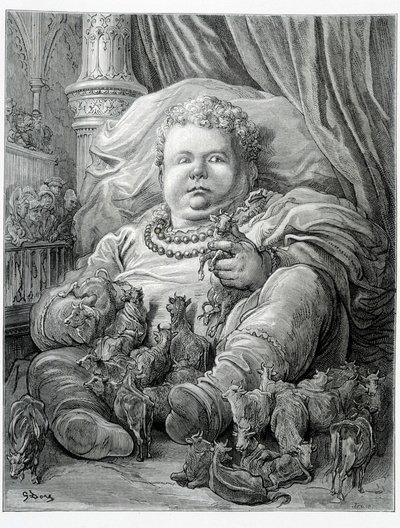 Pantagruel entoure des vaches - dans « Gargantua » par Rabelais, ill. Gustave Doré - Gustave Dore