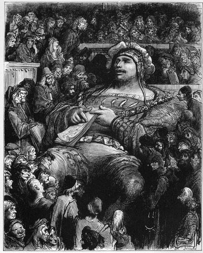 Pantagruel teste ses esprits contre les scientifiques parisiens - illustration de « Gargantua et Pantagruel » par François Rabelais - gravure de Gustave Doré (1832-1883) - Gustave Dore