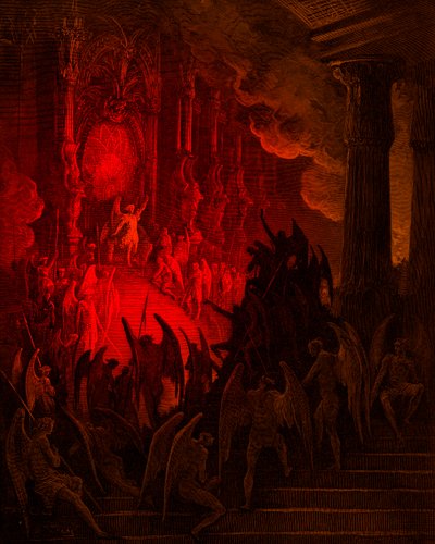 Le Paradis perdu : Satan en conseil, gravure par Gustave Doré - Gustave Dore