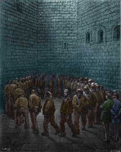 Prisonniers faisant le tour de la cour de la prison de Westgate à Londres, par Gustave Doré - Gustave Dore