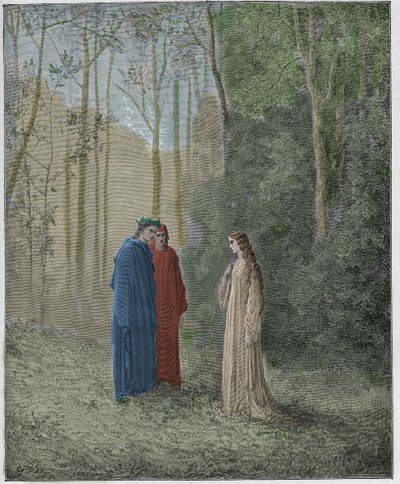 Purgatorio, Chant 5 : Dante parle avec Pia de Tolomei - Gustave Dore